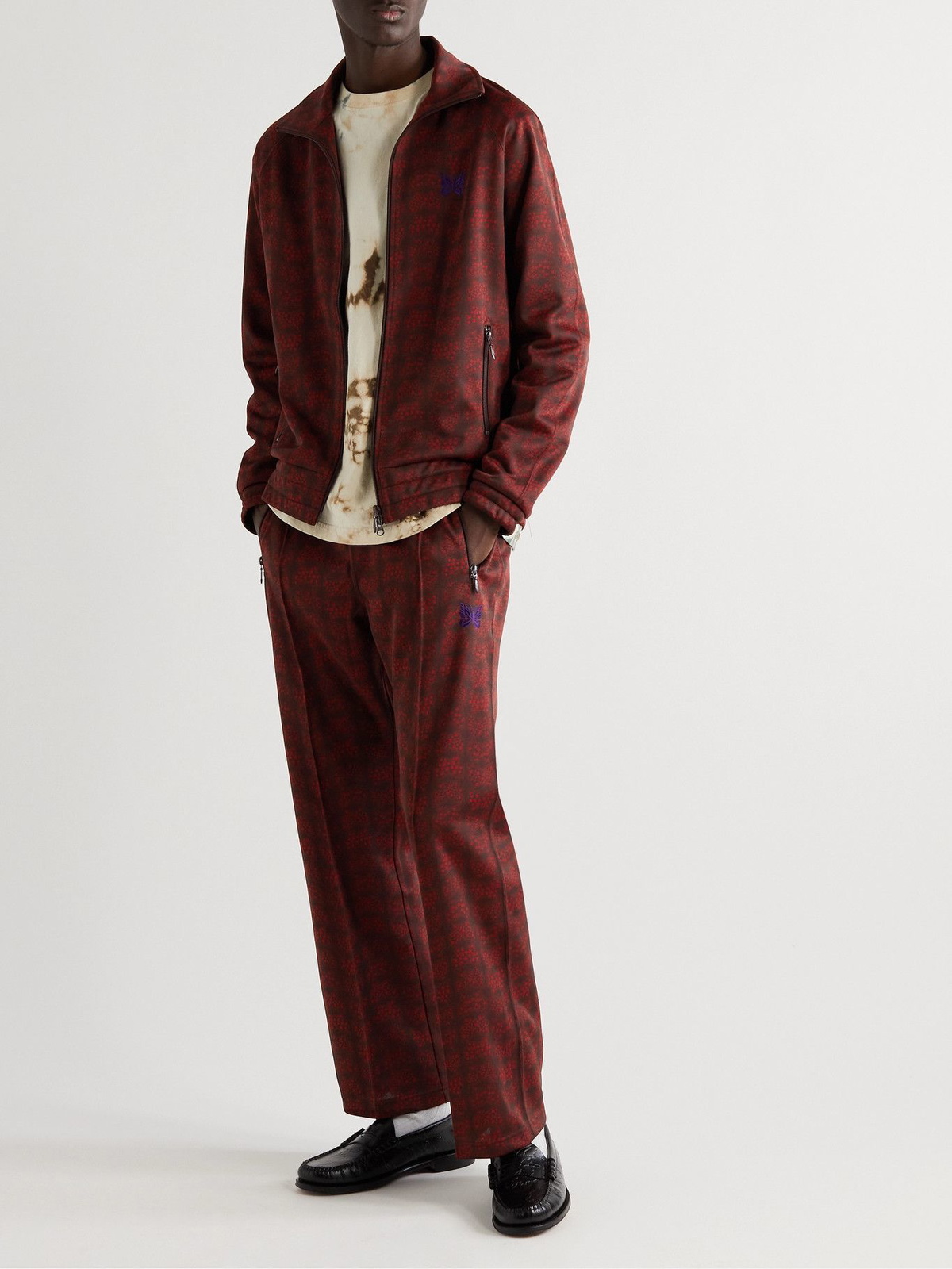 Needles - Leopard-Jacquard Track Jacket - Red Needles