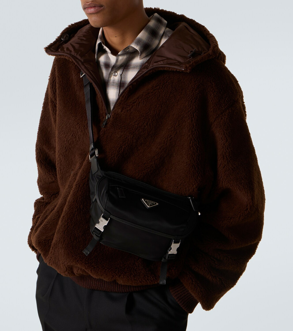 Prada Re-Nylon leather-trimmed belt bag
