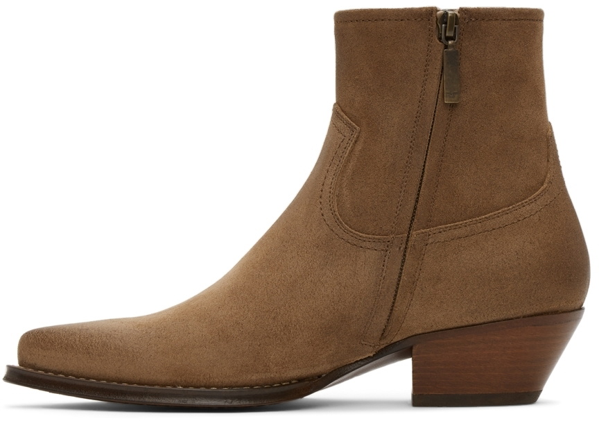 Saint Laurent Tan Suede Lukas Boots Saint Laurent