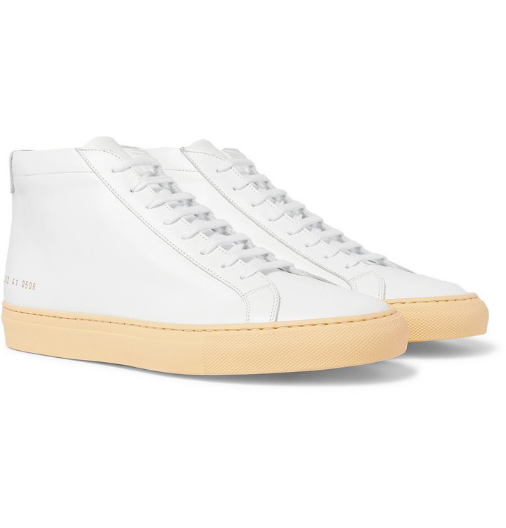 Photo: Common Projects - Achilles Vintage Leather High-Top Sneakers - White