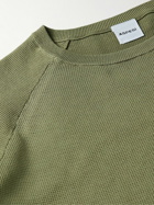 Aspesi - Garment-Dyed Waffle-Knit Cotton Sweatshirt - Green