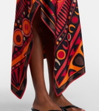Pucci Soleil asymmetric silk twill midi skirt