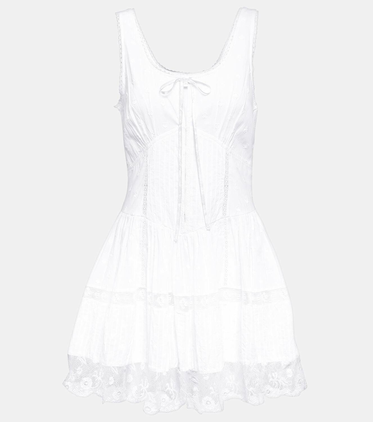 LoveShackFancy Ceronne lace-trimmed cotton minidress LoveShackFancy