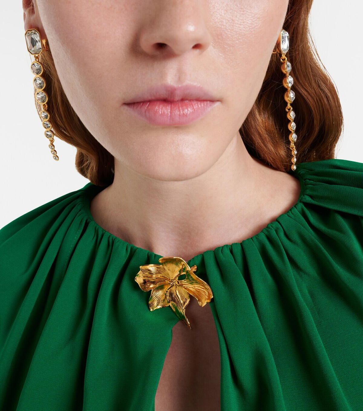 Oscar de la Renta Crystal-embellished clip-on earrings