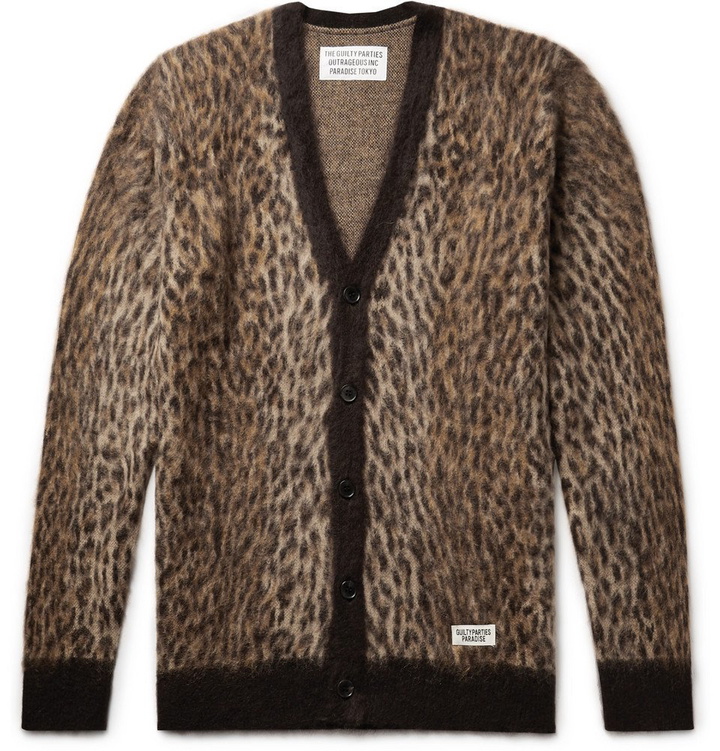 Photo: Wacko Maria - Leopard-Jacquard Mohair-Blend Cardigan - Dark brown