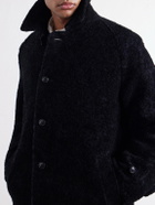 Blue Blue Japan - Balmacaan Flocked Wool-Blend Loop-Yarn Coat - Blue