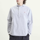 Danton Men's Round Collar Pull Over Shirt in Navy/White Stripe