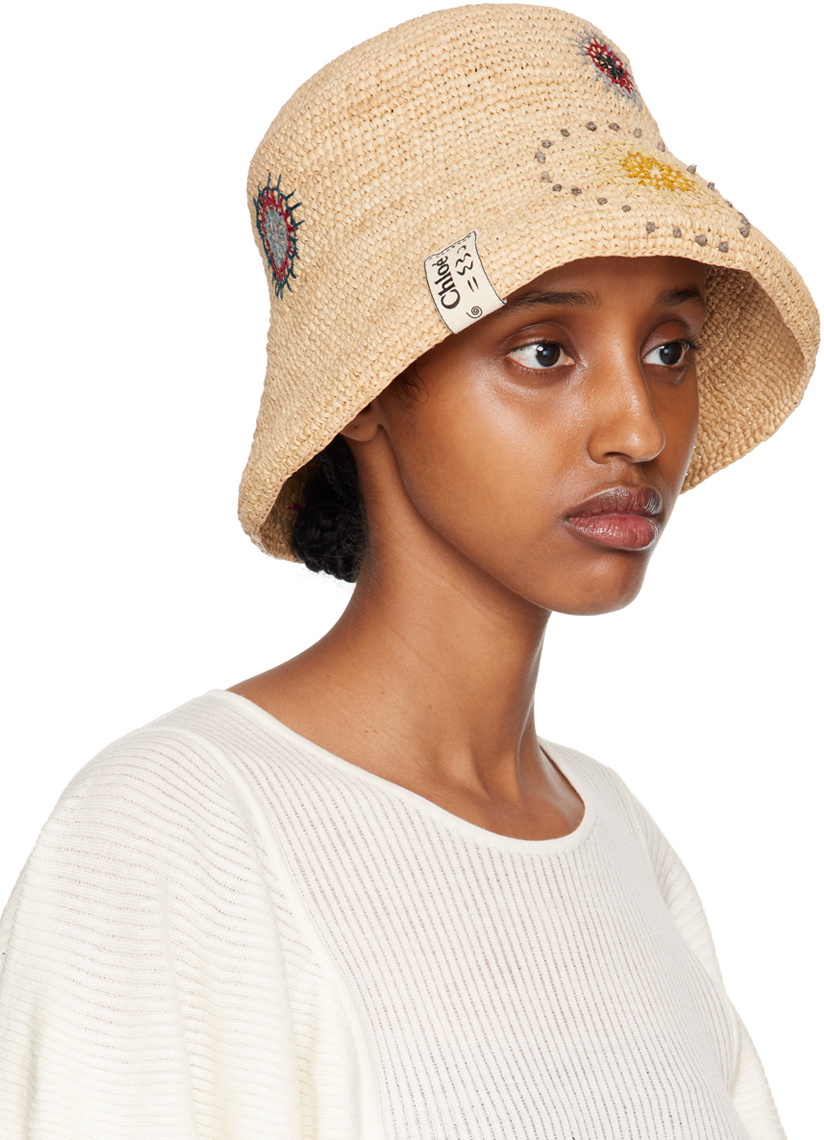 Chloé Tan Embroidered Beach Hat Chloe