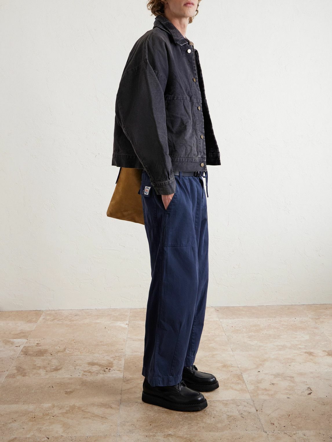 Cherry Los Angeles - Parachute Wide-Leg Herringbone Cotton Trousers - Blue