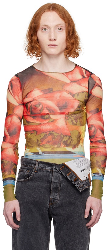 Photo: Jean Paul Gaultier Green & Red Floral Long Sleeve T-Shirt