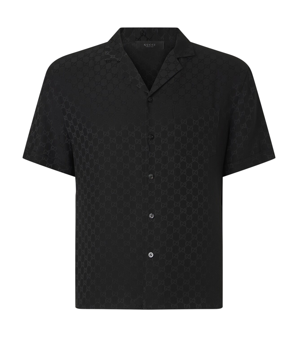 Gucci Men's Linen Blend GG Canvas Shirt in Black Gucci