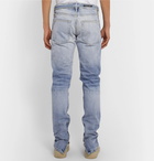 Fear of God - Slim-Fit Tapered Belted Distressed Selvedge Denim Jeans - Light blue