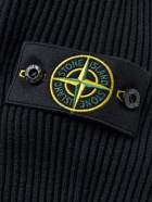 Stone Island - Slim-Fit Logo-Detailed Ribbed Wool Zip-Up Sweater - Blue