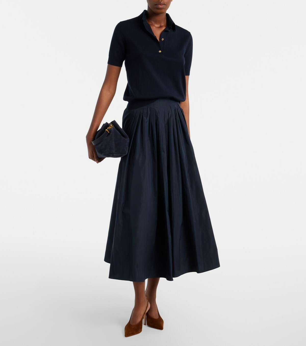'S Max Mara Cotton, silk, and cashmere polo sweater