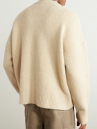 AMI PARIS - Logo-Jacquard Alpaca-Blend Cardigan - Neutrals