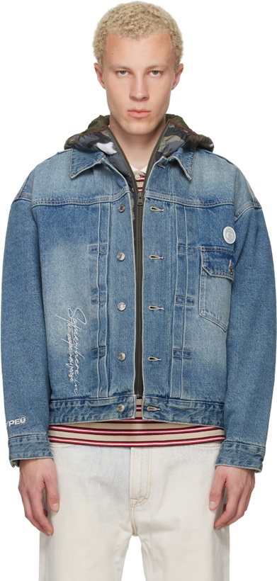 Photo: AAPE by A Bathing Ape Blue 'AAPE' Main Denim Jacket