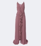 Blumarine Floral-appliqué ruffled georgette gown