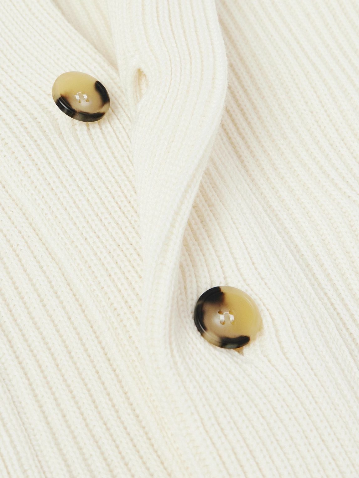 Thom Sweeney - Shawl-Collar Ribbed Wool Cardigan - White