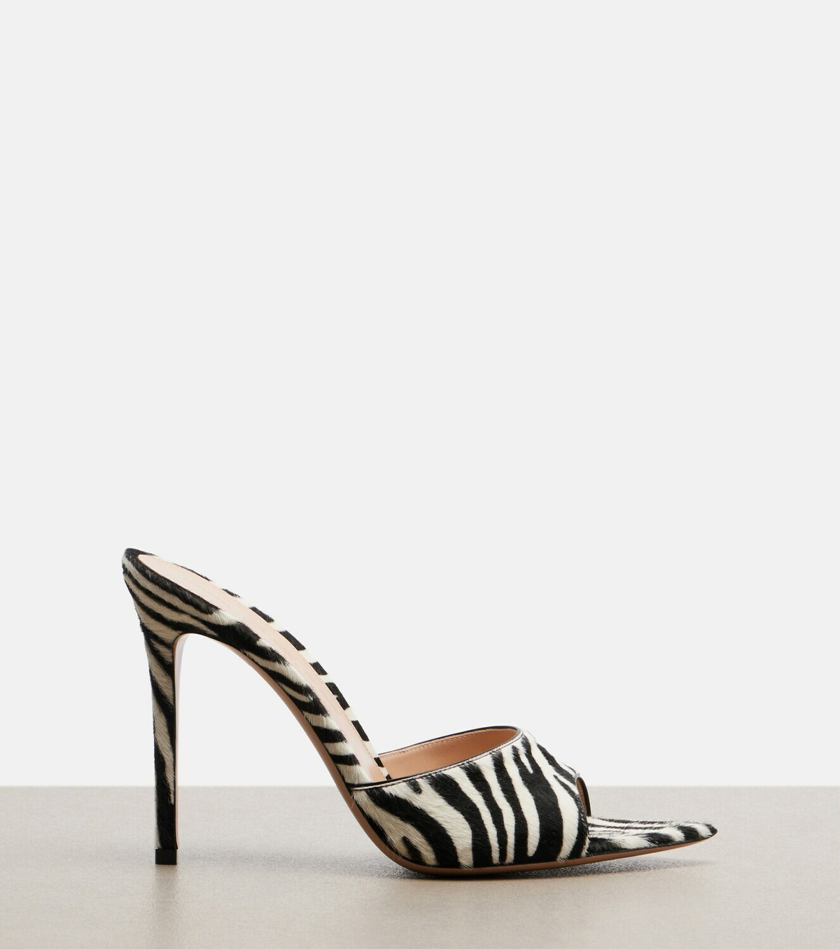 Gianvito Rossi Elle zebra-print calf hair mules