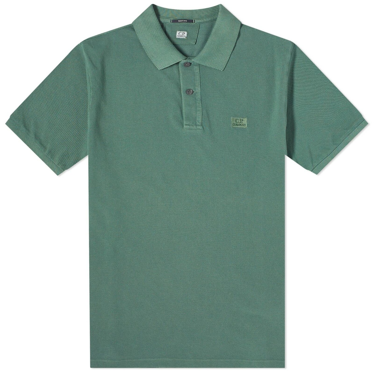 Photo: C.P. Company Men's 24/1 Piquet Resist Dyed Polo Shirt in Duck Green