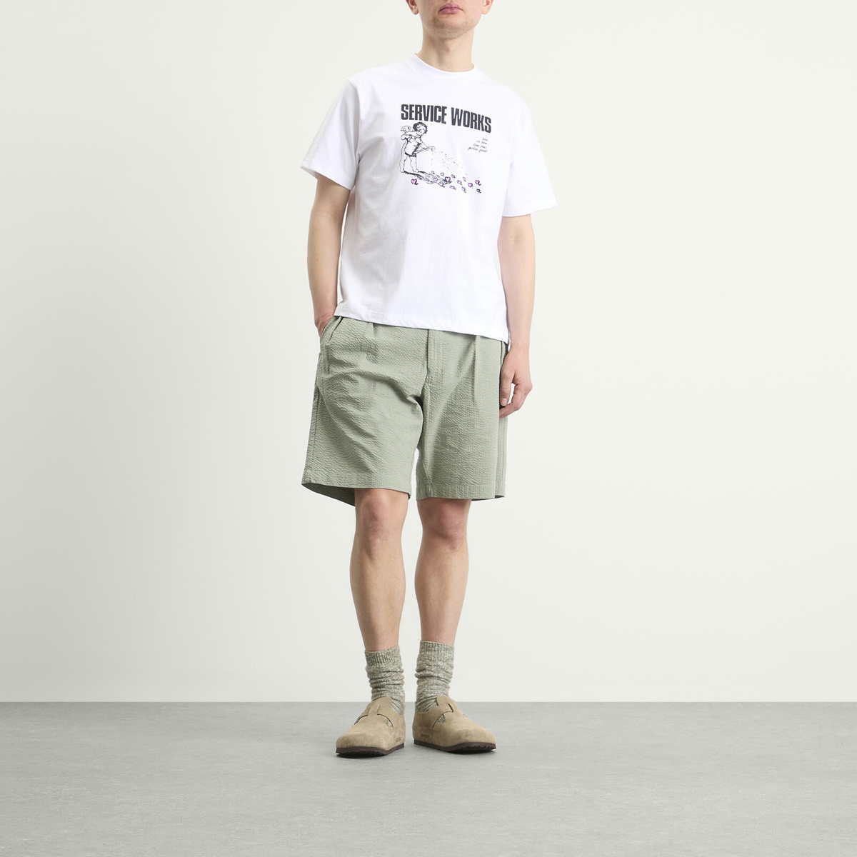 Service Works Men's Seersucker Part Timer Shorts in Sage