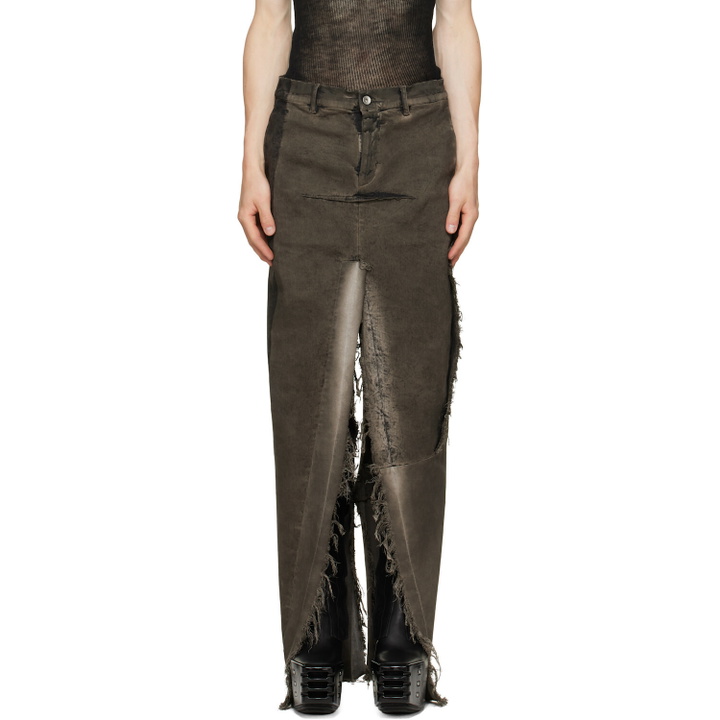 Photo: Rick Owens Gray Tower Sliced Denim Maxi Skirt
