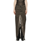 Rick Owens Gray Tower Sliced Denim Maxi Skirt