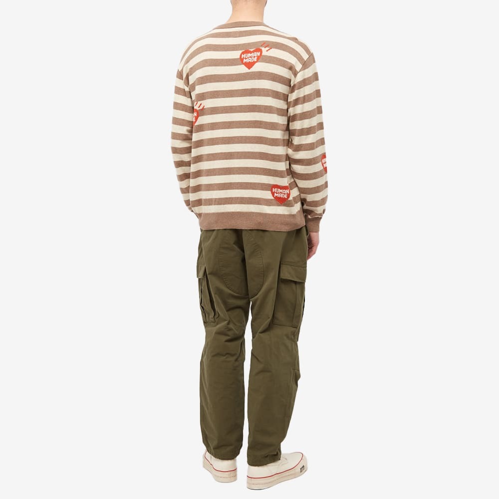 Human Made Men's Stripe Heart Knit in Beige Human Made