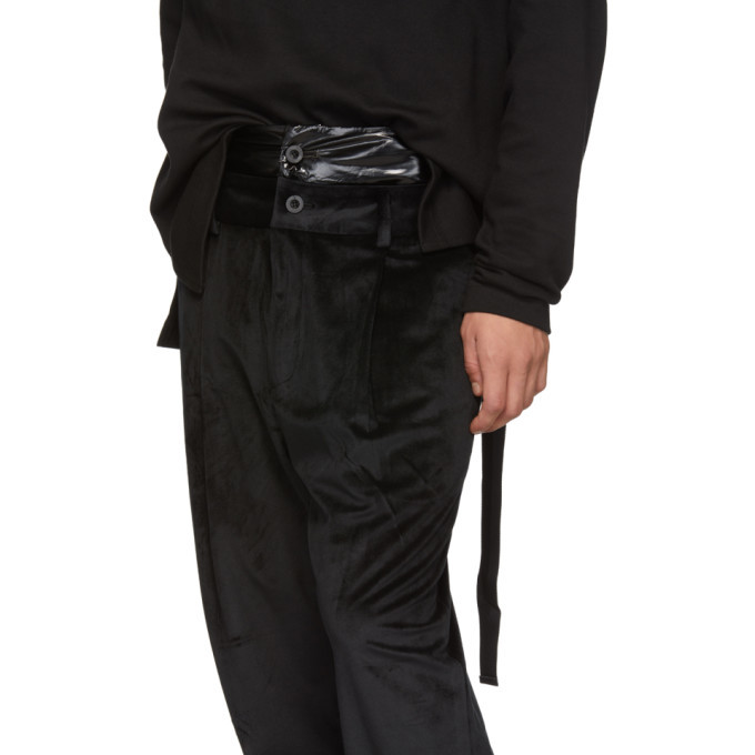 D by D Black Double Waist Velvet Trousers