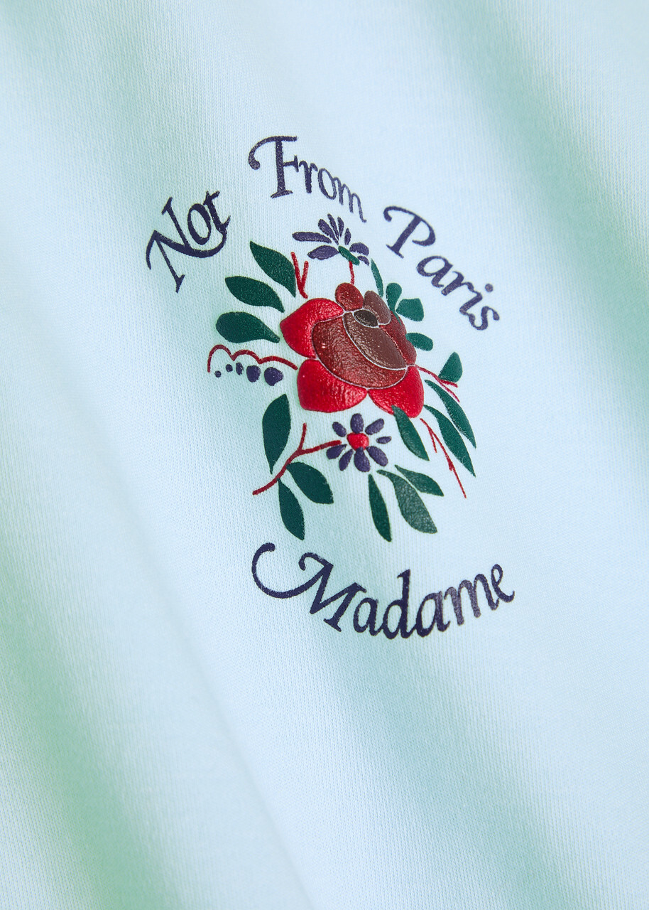 DRÔLE DE Monsieur Le T-shirt Slogan Printed Cotton T-shirt Light Blue