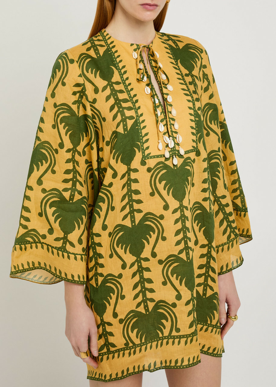 Johanna Ortiz Wild Savannah Printed Linen Tunic Yellow