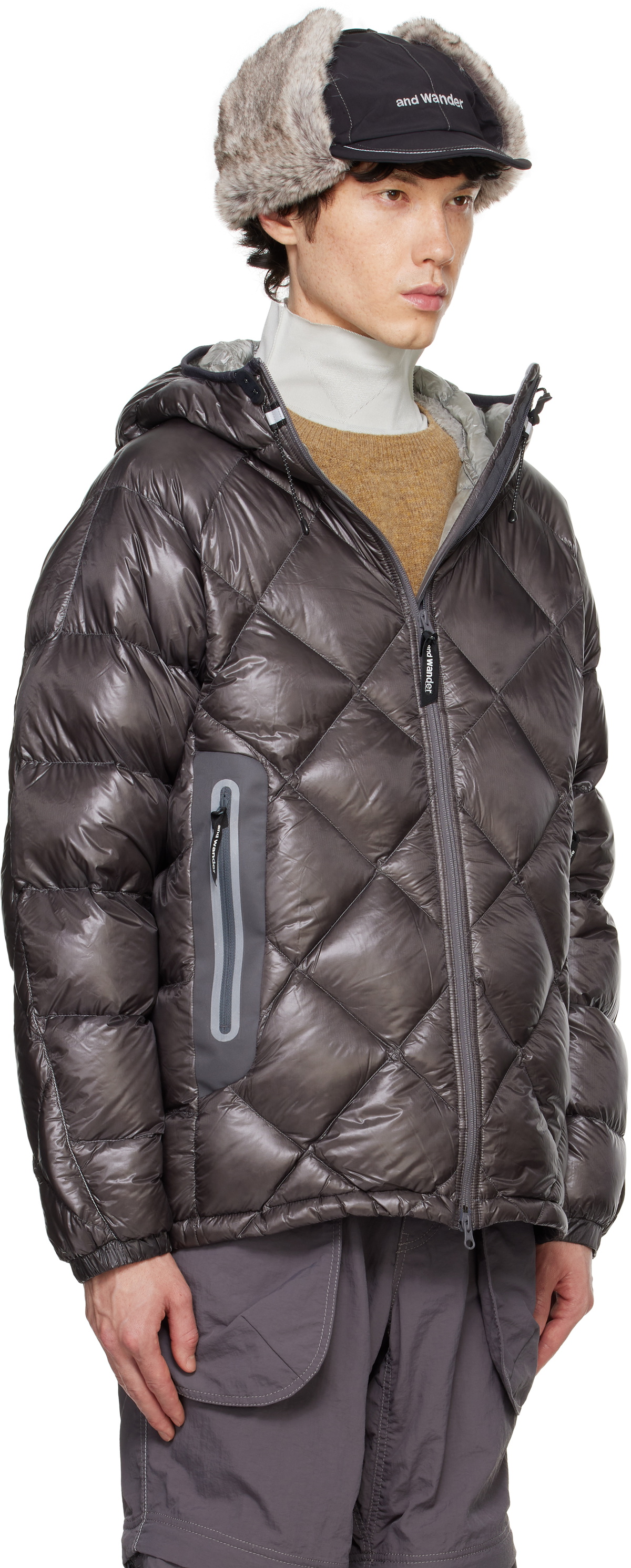 and wander Gray Diamond Stitch Down Jacket and Wander