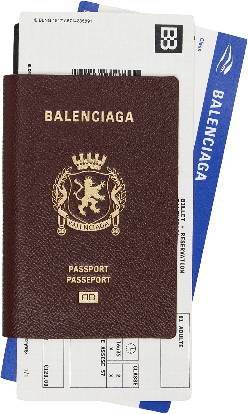 Photo: Balenciaga Burgundy Passport Long 2 Tickets Wallet