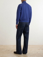 Drake's - Cotton-Jersey Half-Zip Sweater - Blue