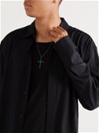 SHAY - Black Gold Emerald Cross Necklace