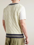 Rag & Bone - Windsor Striped Cable-Knit Organic Cotton Sweater Vest - Neutrals