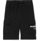 Burberry - Logo-Print Loopback Cotton-Jersey Cargo Shorts - Black