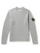 Stone Island - Logo-Appliquéd Ribbed Wool Sweater - Gray