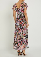 Rixo Bexley Metallic Floral Chiffon Maxi Dress Multicoloured