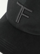 TOM FORD - Leather-Trimmed Logo-Embroidered Cotton-Twill Baseball Cap - Black