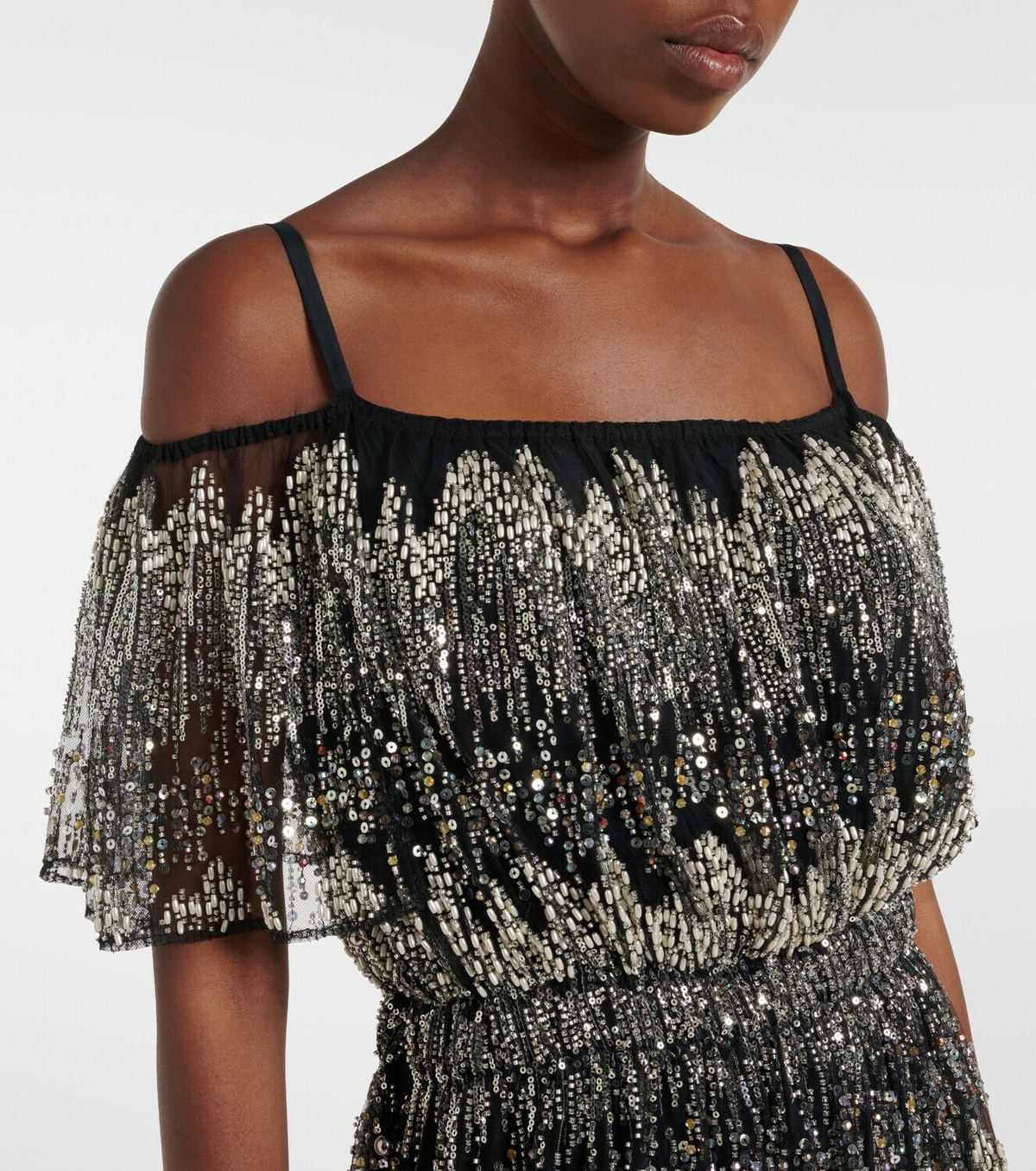 Rabanne Embellished off-shoulder gown