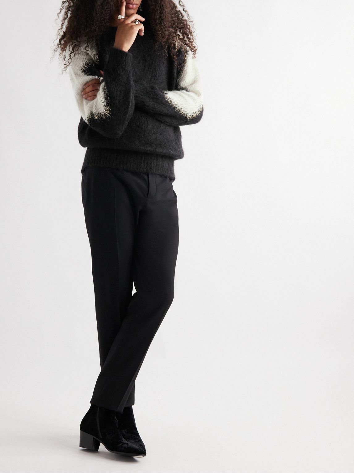 SAINT LAURENT - Open-Knit Sweater - Black Saint Laurent
