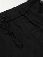 Champion - Wide-Leg Cotton-Blend Twill Drawstring Trousers - Black