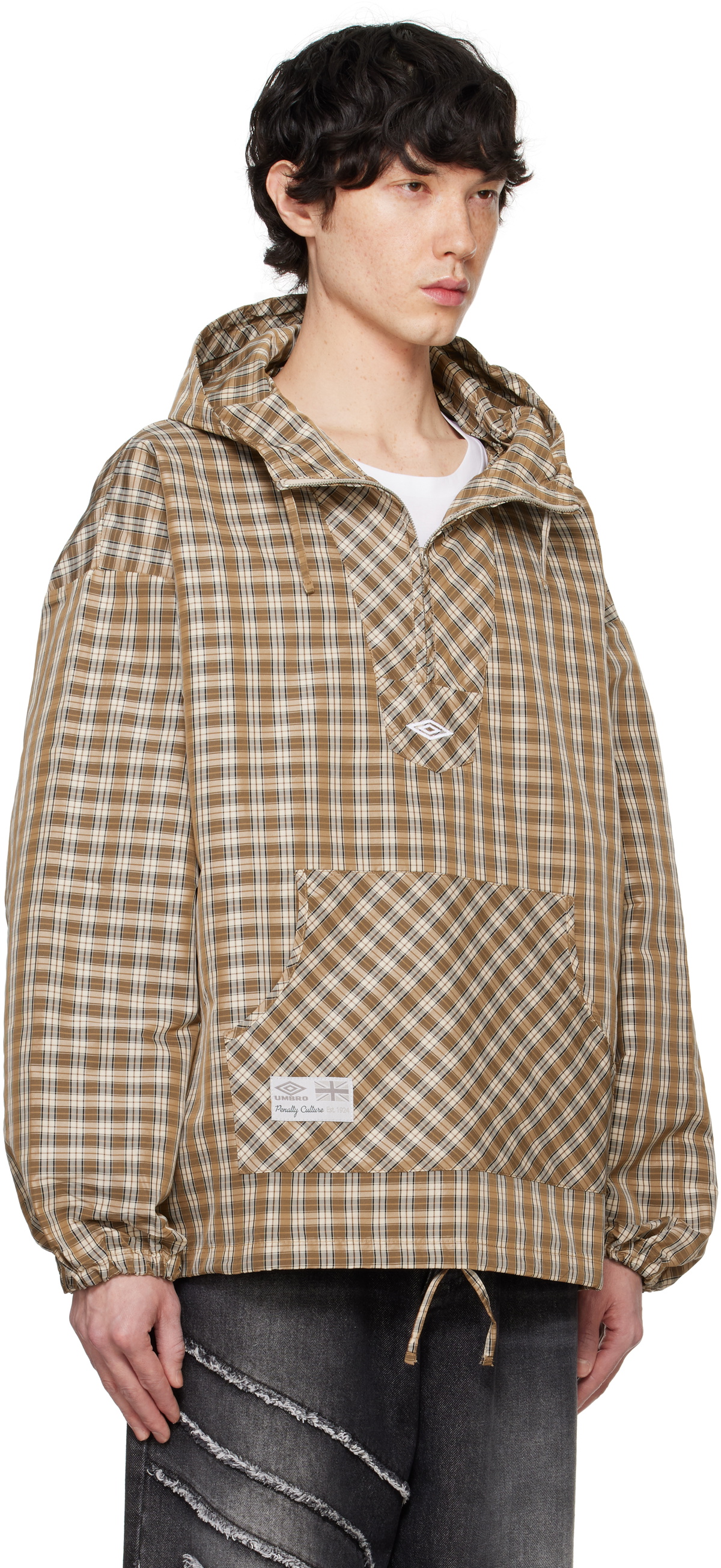 Umbro Brown Slam Jam Edition Masked Hood Plaid Jacket Umbro