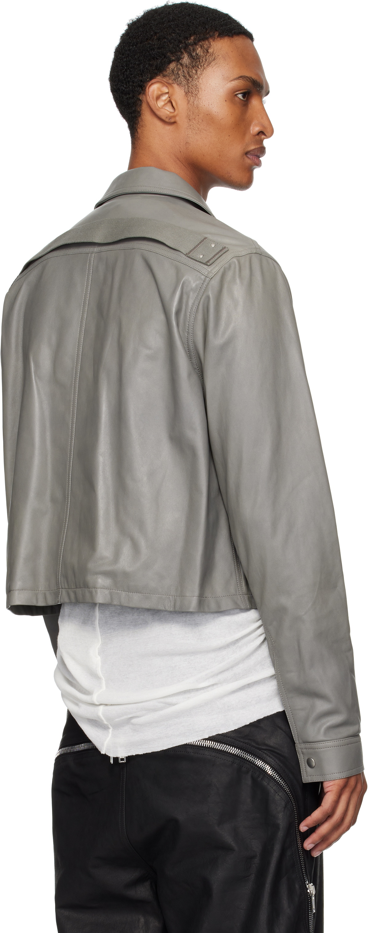 Rick Owens ダストグレー デストロイ レザージャケット RICK OWENS