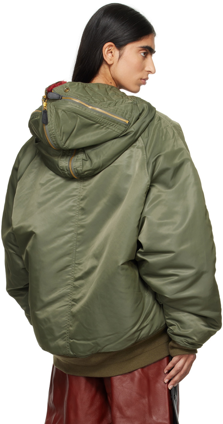 Khaki Petal Mouth Hood Bomber Jacket by doublet on Sale