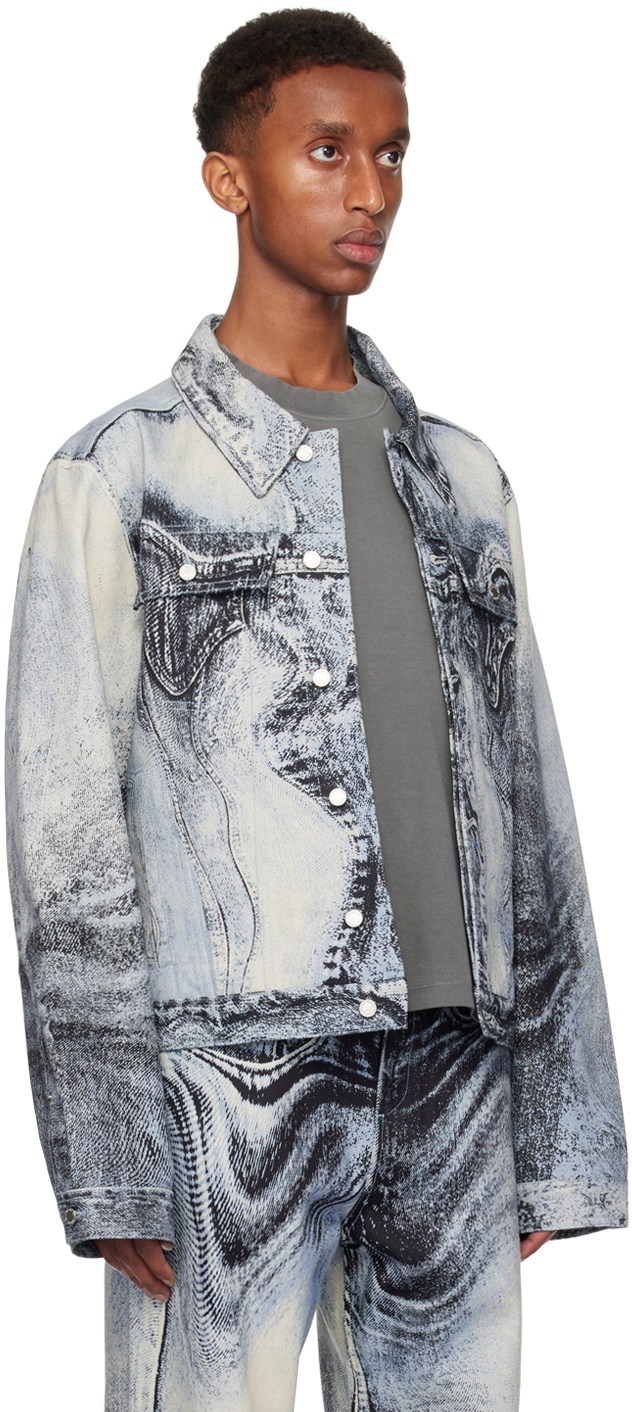 CAMPERLAB Blue Distorted Print Denim Jacket
