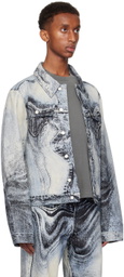 CAMPERLAB Blue Distorted Print Denim Jacket