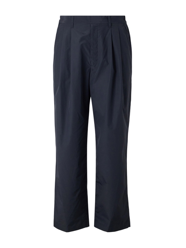Photo: ssstein - Wide-Leg Cotton-Blend Pleated Satin Trousers - Black