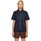 Casablanca Navy Short Sleeve Denim Shirt